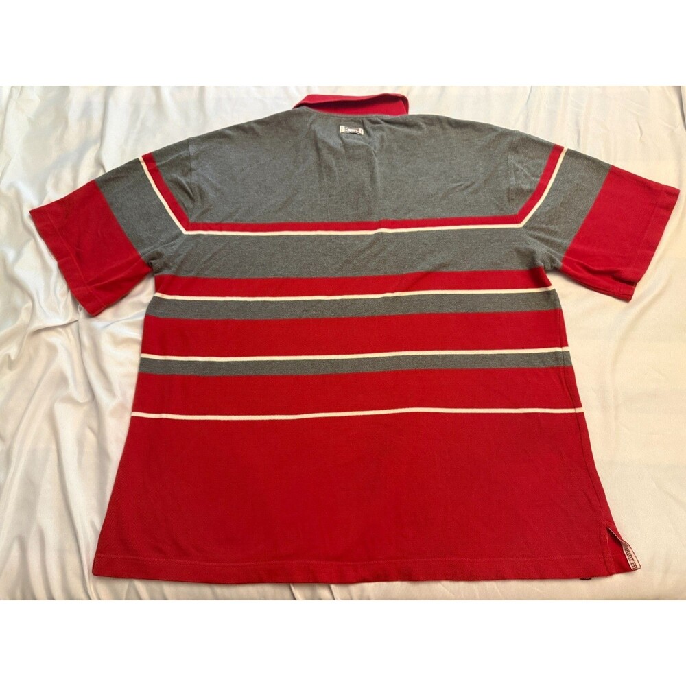 Vintage Y2K Phat Farm Polo Shirt 3XL Red Gray Striped Logo Graphic Mens - Picture 2 of 16